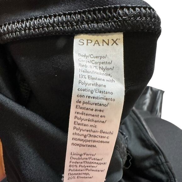 SPANX‎ Black Faux Leather Leggings Women's Medium Petite Classic Slimming Ankle - Picture 5 of 5